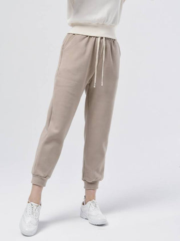 Doyou Know MC Women s Soft Sand Brushed Heated Beige Jogger Pants DO3232JOPT75 - DOYOUKNOWMC GOLF WEAR - BALAAN 1