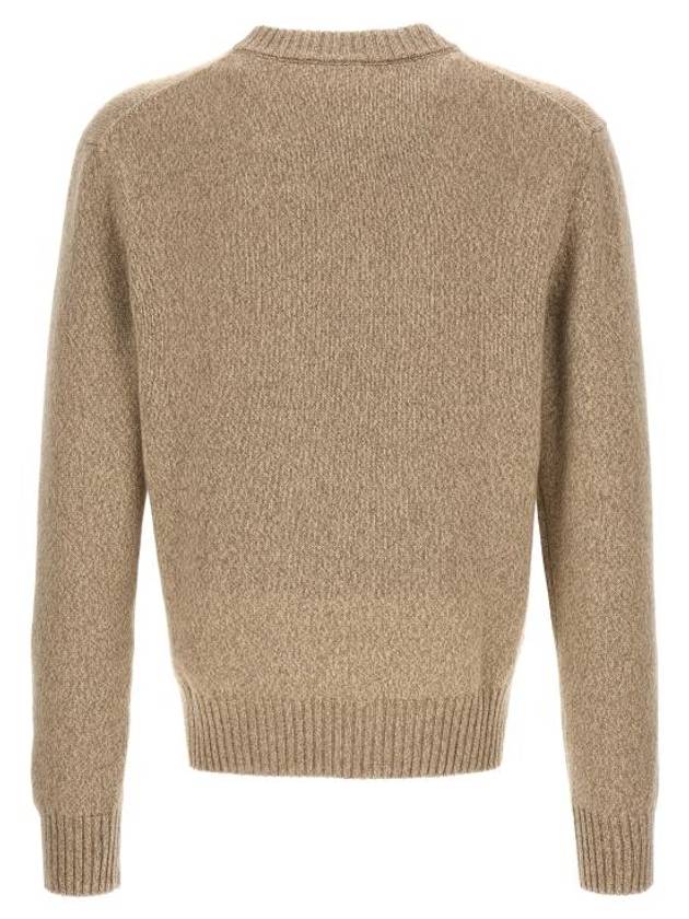 Men's Tonal Cashmere Crew Neck Sweater Champagne - AMI - BALAAN 3