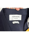 Milano Stitch 4 Bar Classic V Neck Fine Merino Wool Cardigan Navy - THOM BROWNE - BALAAN 8