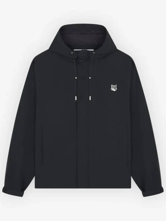 Hoodie Windbreaker in Nylon with Grey Fox Head Patch Black - MAISON KITSUNE - BALAAN 2