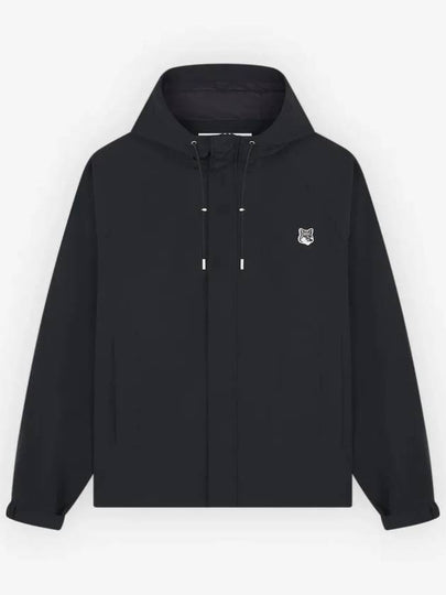 Hoodie Windbreaker in Nylon with Grey Fox Head Patch Black - MAISON KITSUNE - BALAAN 2