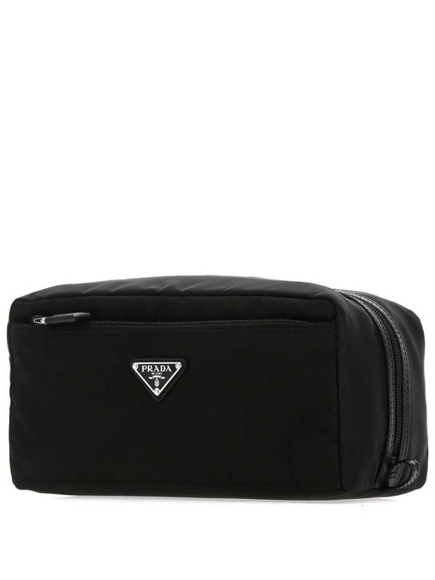 Triangle Logo Cosmetic Pouch Bag Black - PRADA - BALAAN 3