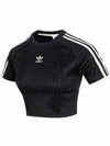 3 Stripe Baby Crop Short Sleeve T-Shirt Black - ADIDAS - BALAAN 2