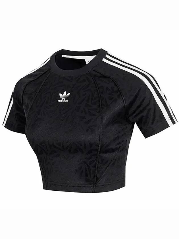 3 Stripe Baby Crop Short Sleeve T-Shirt Black - ADIDAS - BALAAN 3