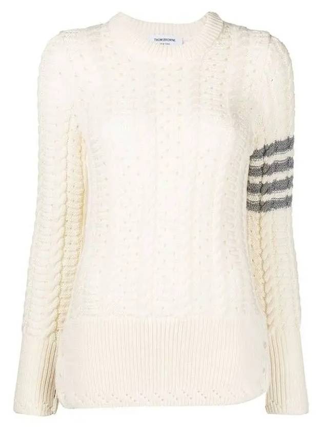 4 Bar Wool Knit Top White - THOM BROWNE - BALAAN 2