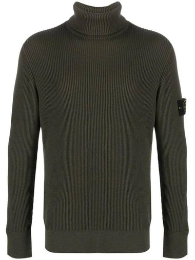 Men's Logo Patch Turtleneck Khaki - STONE ISLAND - BALAAN 1