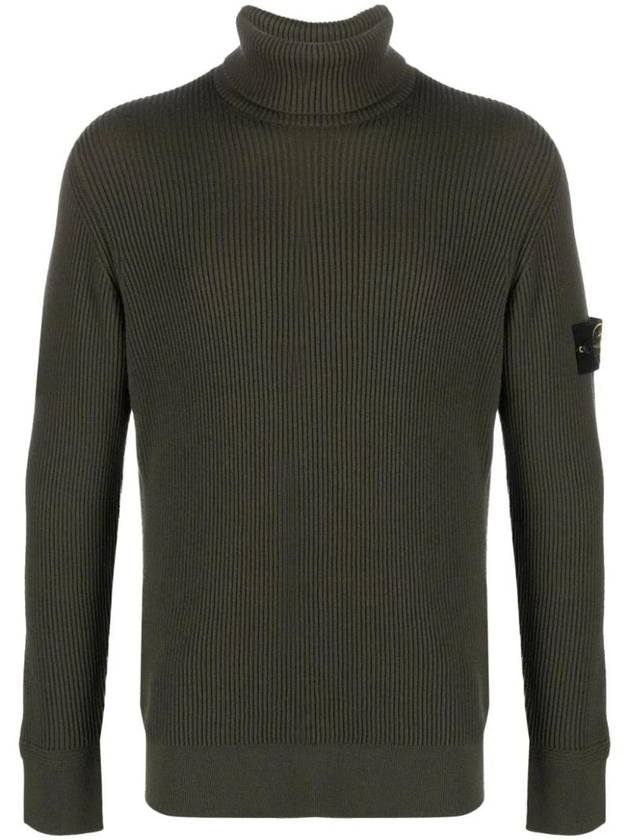 Men's Logo Patch Turtleneck Khaki - STONE ISLAND - BALAAN 1