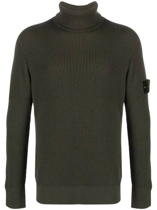 Men's Logo Patch Turtleneck Khaki - STONE ISLAND - BALAAN 1