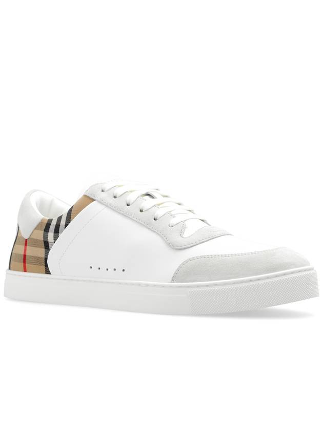 Check Leather Suede Sneakers Natural White Archive Beige - BURBERRY - BALAAN 5