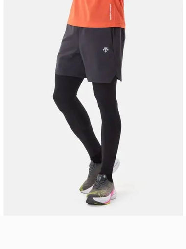 Running 2 IN 1 Leggings Integrated Shorts Charcoal Gray SP321RKL71 - DESCENTE - BALAAN 1