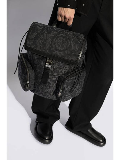 Versace Backpack With Barocco Pattern, Men's, Black - VERSACE - BALAAN 2