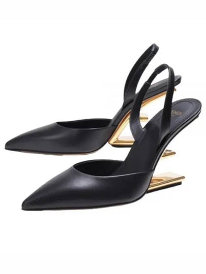 Women's First F Shape Metal Slingback Heels Black - FENDI - BALAAN 2