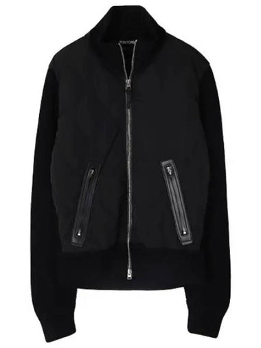 Quilted nylon merino sweater zip up cardigan - TOM FORD - BALAAN 1