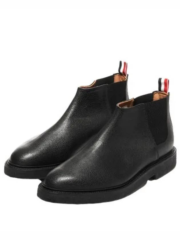 Pebble Grain Leather Crepe Sole Mid Top Chelsea Boots Men - THOM BROWNE - BALAAN 1