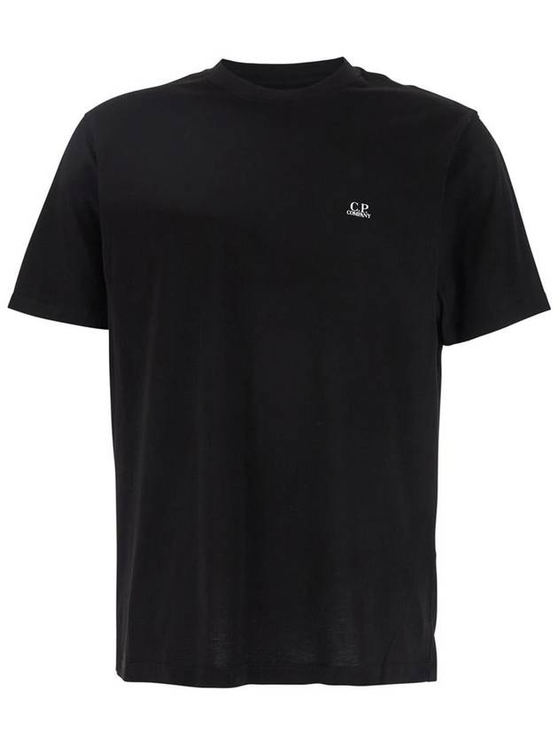 Black T-Shirt With Logo Printed On The Front In Cotton Man - CP COMPANY - BALAAN 1