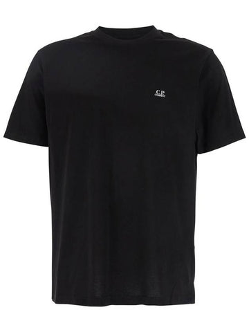 Black T-Shirt With Logo Printed On The Front In Cotton Man - CP COMPANY - BALAAN 1