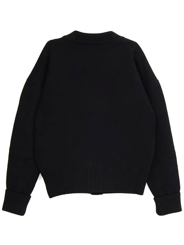 Big Heart Logo Wool Cardigan Black - AMI - BALAAN 3