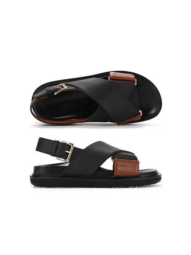 Fussbett Leather Sandals Black Brown - MARNI - BALAAN 2