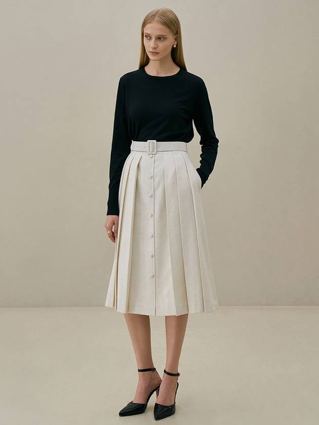 JANE Belt Pleated Skirt Ivory - AME - BALAAN 5