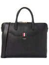 Pebble Grain Leather Slim Briefcase Black - THOM BROWNE - BALAAN 2