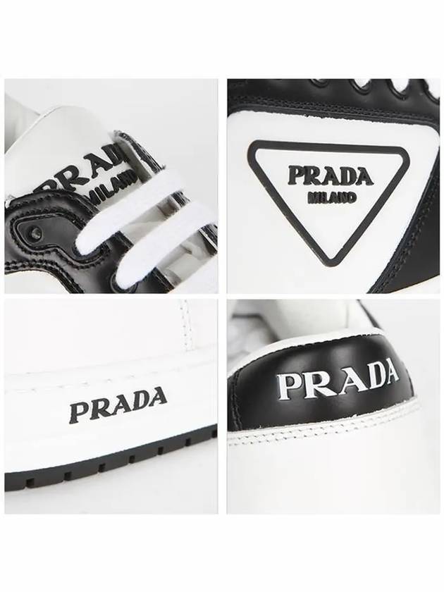 District Triangle Logo Leather Low Top Sneakers White Black - PRADA - BALAAN 4