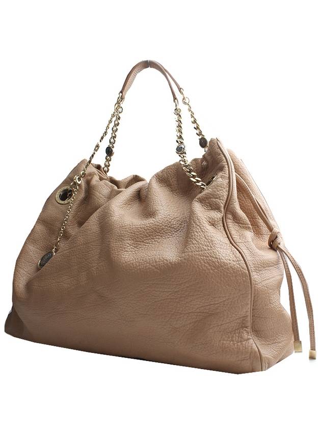 Deep beige leather gold plated big shoulder bag - BVLGARI - BALAAN 2