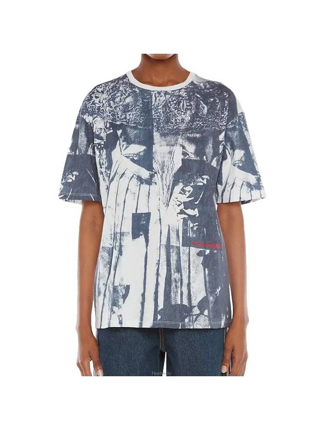 Art Print Short Sleeve T-shirt Blue - ALEXANDER MCQUEEN - BALAAN 1