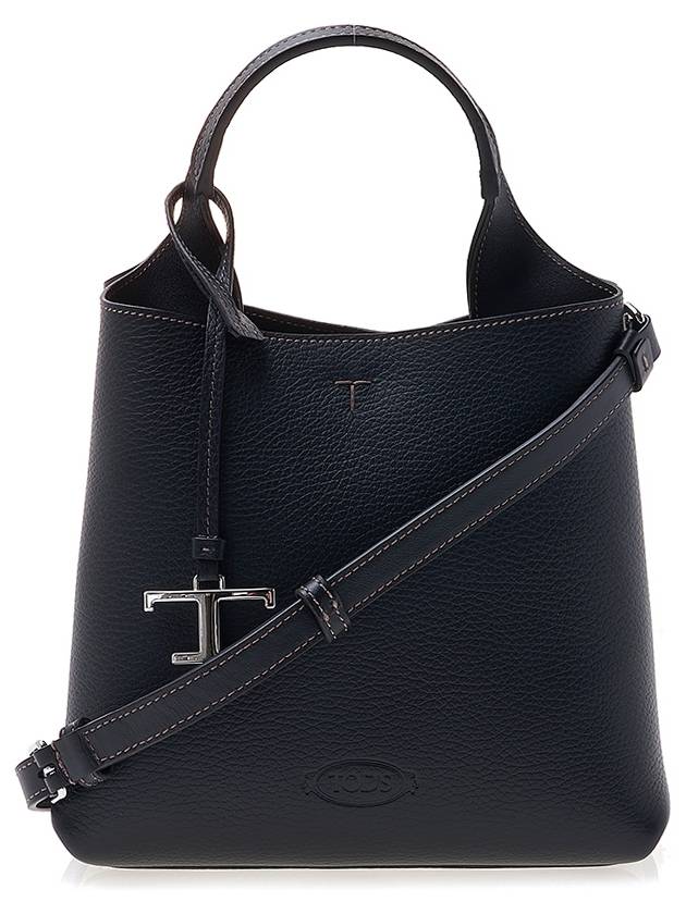 Logo Mini Leather Tote Bag Black - TOD'S - BALAAN 2