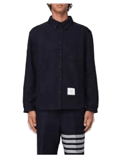 Herringbone Snap Front Shirt Jacket Navy - THOM BROWNE - BALAAN 1