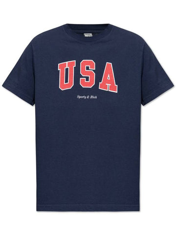 Sporty & Rich Cotton T-Shirt, Unisex, Navy Blue - SPORTY & RICH - BALAAN 1