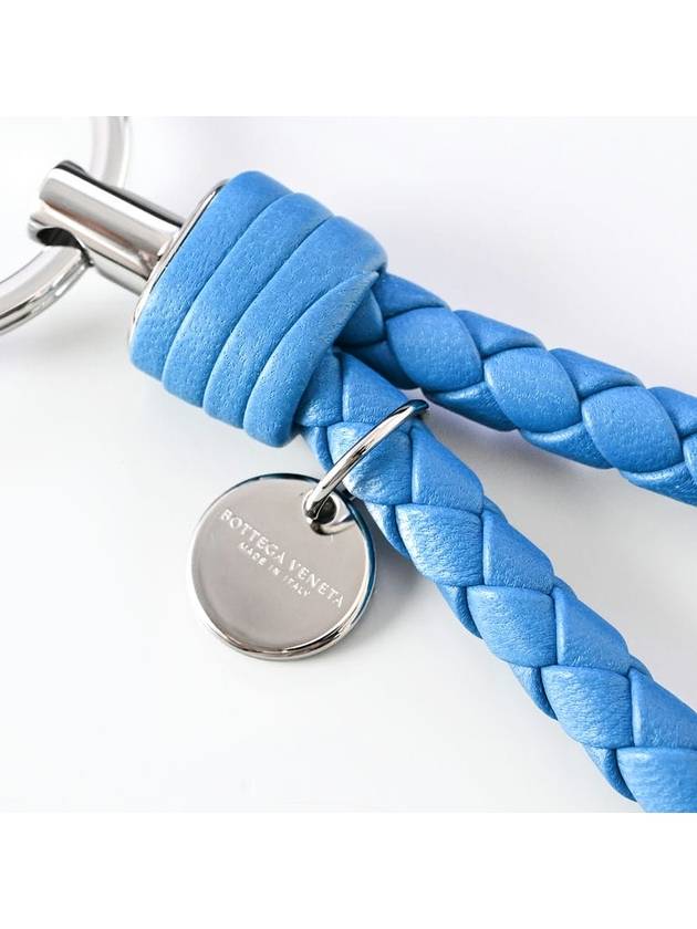 Intrecciato Leather Key Holder Blue - BOTTEGA VENETA - BALAAN 3