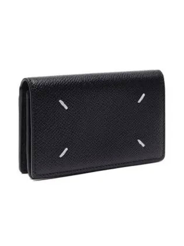 Stitched Leather Card Wallet Black - MAISON MARGIELA - BALAAN 3