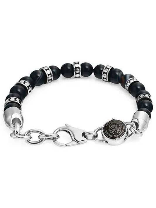 Beaded Line Bracelet Silver Black - DIESEL - BALAAN 1