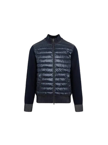 Knit Padded Zip-Up Jacket Navy - HERNO - BALAAN 1