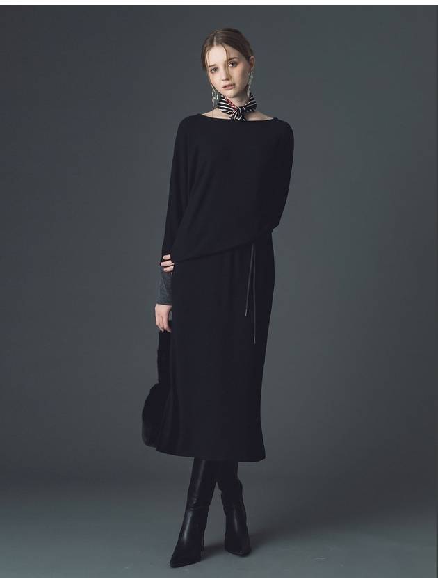 Karina draping knit dress black - DE PERI MERA - BALAAN 5