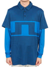 Men's Leon Regular Fit Long Sleeve Polo Shirt Blue - J.LINDEBERG - BALAAN 2