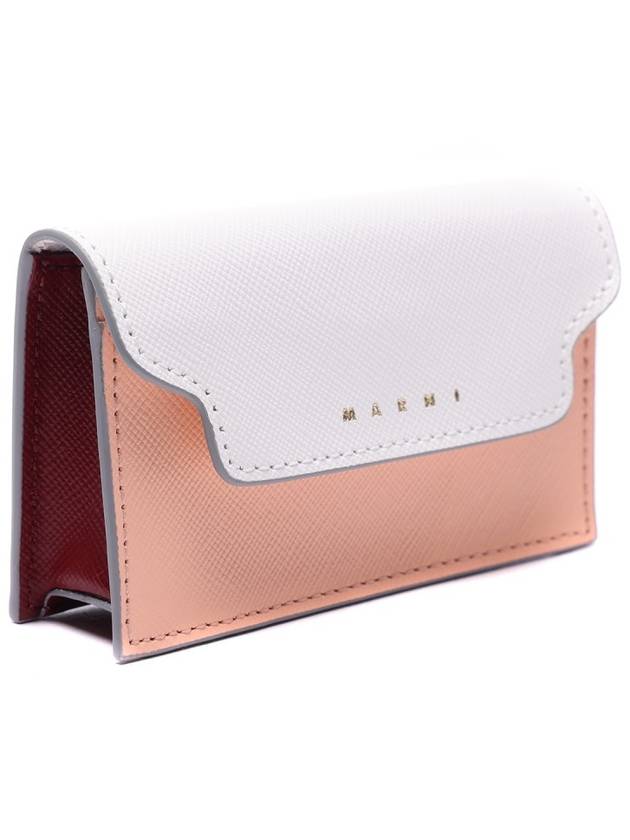 Logo Color Block Saffiano Card Wallet White - MARNI - BALAAN 4