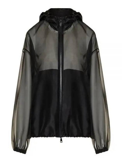 Women's Armonide Organza Zip Up Hoodie Black - MONCLER - BALAAN 2