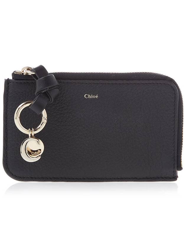 Alphabet Half Zip Leather Card Wallet Black - CHLOE - BALAAN 2