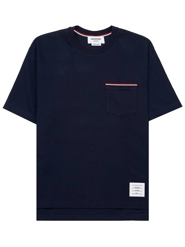 Cotton Oversized Pocket Short Sleeve T-Shirt Navy - THOM BROWNE - BALAAN 11