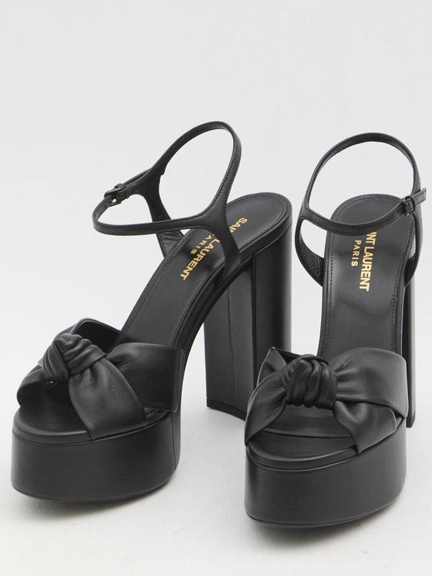 Bianca Black Leather Sandals - SAINT LAURENT - BALAAN 5