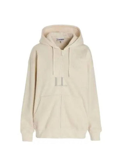 Logo Zip-Up Hoodie Cream - GANNI - BALAAN 2