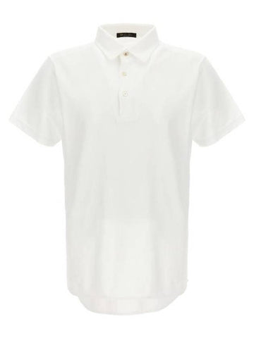 Men's Cotton Short Sleeve Polo Shirt White - LORO PIANA - BALAAN 1