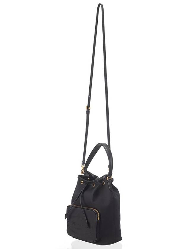 logo jacquard double bucket bag black - PRADA - BALAAN.