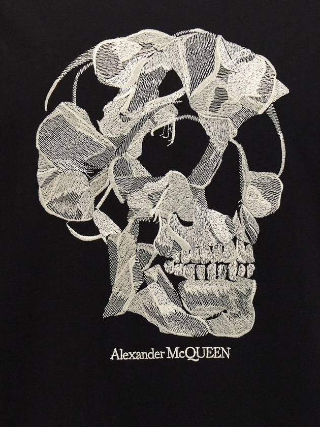 Skull Embroidery Short Sleeve T-Shirt Black - ALEXANDER MCQUEEN - BALAAN 5