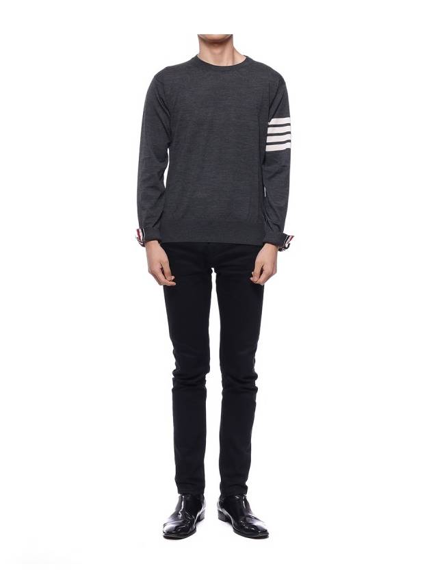 4 Bar Armband Classic Merino Wool Knit Top Dark Grey - THOM BROWNE - BALAAN 4