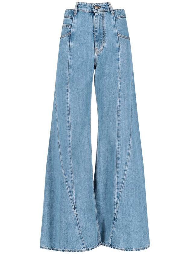 Women's Stone Washing Panel Wide Jeans Blue - MAISON MARGIELA - BALAAN 2