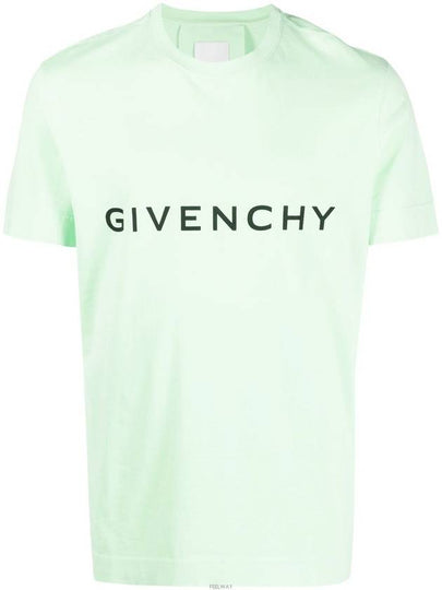 Archetype Logo Print Slim Fit Cotton Short Sleeve T-Shirt Green - GIVENCHY - BALAAN 2