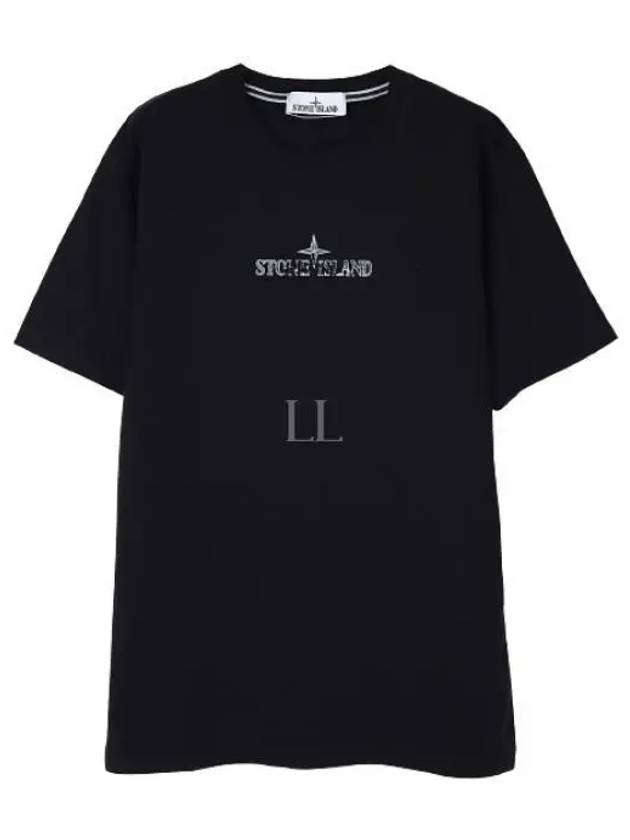 Logo Print Short Sleeve T-Shirt Black - STONE ISLAND - BALAAN 2