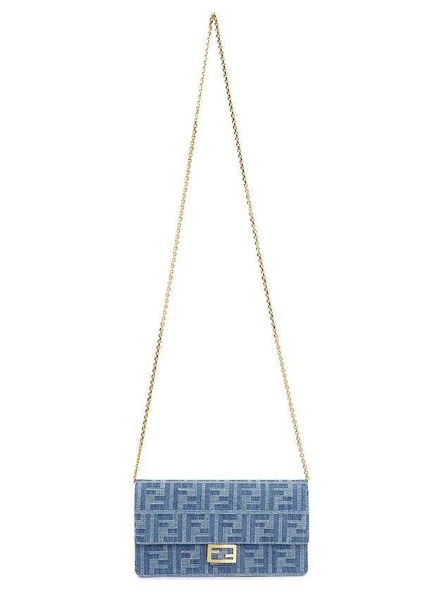 FF Logo Denim Shoulder Bag Blue - FENDI - BALAAN 7